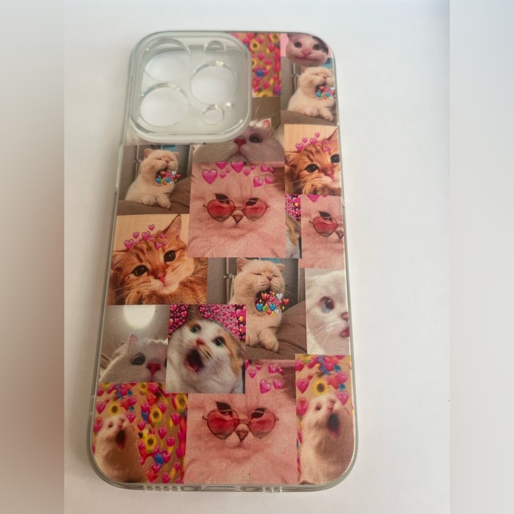 iPhone 14 pro phone case montage of cats